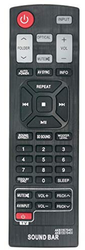 VINABTY AKB73575401 AKB73575402 Mando a Distancia de Repuesto para el Sistema de Audio de la Barra de Sonido de LG NB2420A NB2520A NB2530A NB3530A NB3730A NB3531A NB3532A S33A1-D NB3520A