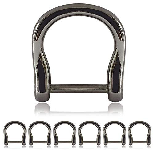 Ganzoo D - Ring mit Schraub-Bolzen aus Stahl, 6er Set, nachträglich montierbar, nichtrostend, Ideal mit Paracord 550, Farbe Titan