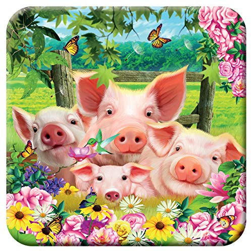 3D LiveLife sous Verre en Liège - L'Enclos des cochons de Deluxebase. Dessous de Verre lenticulaire 3D Ferme. Antidérapant Illustrations Originales sous Licence de L'Artiste renommé Michael Searle