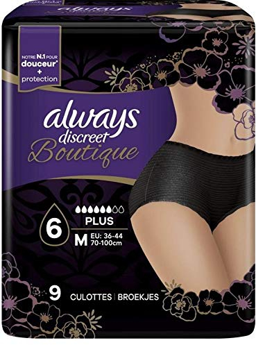 Always Discreet 4er Pack (4 x 9 Höschen) für Blasenschwäche und Inkontinenz, Gr.M - schwarz