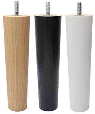 Natural Goods Berlin 4X Fusion Legs Möbelfüße Set | Sofabeine Massivholz Eiche Schrankfuß | M8 Gewinde IKEA geeignet | DIY Holzfüsse mit Filzgleiter selbstklebend, einfache Montage (17cm, Natur)