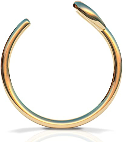 Goldener Fake Nasenring – Dünner Kleiner Winziger 24-Gauge 7mm Fake Nose Ring – 14K Gold Filled Clip-On Nassenpiercing für Frauen – Kein Piercing erforderlich – Geschenkbereit