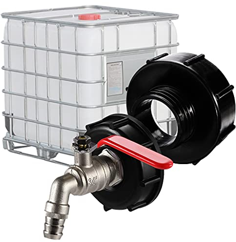 IBC Auslaufhahn, IBC Tankadapter Wassertank S100x8 / S60X6 Grobgewinde - 3/4 IBC Container Hahn Tank Zubehör Wassertank Schlauchanschluss Zubehör Gartenschlauch