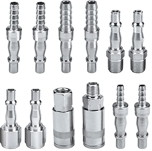 Profiwoab Confezione da 12 Accoppiatore Aria Compressa 1/4 BSP Connettore Rapido Raccordi Tubo Aria Compressore Accoppiatori Maschio Femmina Maschio per 6 8 10mm Tubi