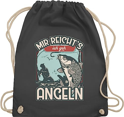 Shirtracer Turnbeutel Rucksack - Angler Geschenke & Zubehör - Mir reicht's ich geh angeln - Unisize - Dunkelgrau - angel gehe beutel fischerei reicht stoffbeutel fischen reichts juterucksäcke fishing