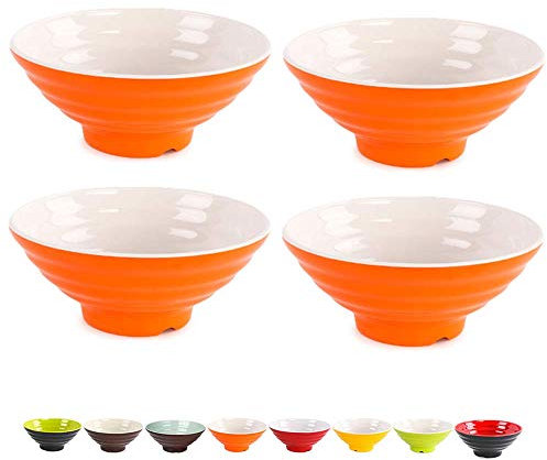 4 piezas 56 onzas/1600 mililitros Tazón de sopa de fideos ramen japonés A5 Vajilla de plástico duro Juego de tazones de ramen para cocina Fideos asiáticos, Pho, Udon, Tailandés, Tazones de sopa chi