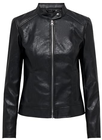 ONLY Jdyemily Faux Leather Jacket Otw Noos Giacca in Ecopelle, Nero, XS Donna
