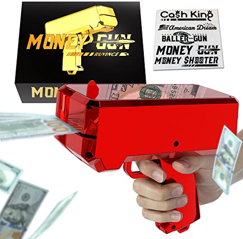 RUVINCE Money Gun Shooter Money Gun for Movies That Look Real, Prop Gun Make it Rain, Handheld Cash Gun for Game Movies Party