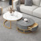 Runder Couchtisch 2er-Set, Beistelltisch-Set mit Schubladen, Sofatisch mit Schiefer-Marmor-Textur, Metallrahmen, moderner Teetisch für Schlafzimmer, Wohnzimmer, Möbel, Dekoration, multip