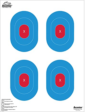 Ascentor Proficient Zielscheibe für Schießen, 4 Zonen, Größe L, 18 x 24, Blau, 25 Stück