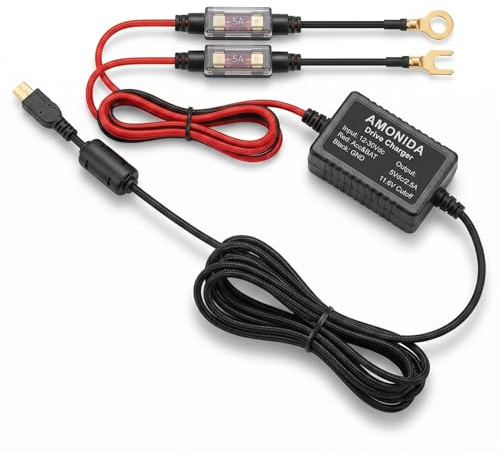 Dash Cam Hardwire Kit, 12V‑30V To 5V Car Dash Camera Power Cord Dashcam Hard Wirings Kit Dash Cam Cable 3. 2m Line Length for Radar Detector