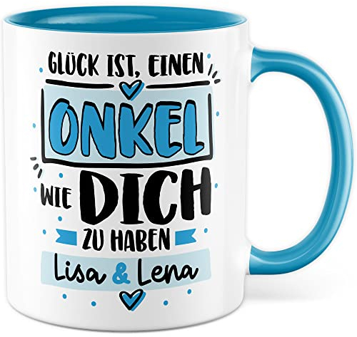 Onkel Tasse personalisiert mit Wunschnamen Neffen Nichten Kaffeetasse Patenonkel Kaffee-Becher anpassbar Geschwister Geschenk Custom Geschenkidee Geburtstag Onkelchen Spruch personalisierbar