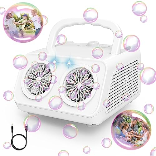 PANACARE 2.0 Automatische Seifenblasenmaschine, Tragbar Professional Bubble Machine 20000+ Bubbles/Min mit Seifenblasenwasser/26 Löchers, Kinder Geschenk für Kinder/Hochzeit/Geburtstag/Bühne/Party