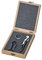 cilio Weinset PIEMONTE 3-teilig, Kellnermesser mit zweistufigem Hebel, integrierter Folienschneider, Flaschenöffner, Tropfenfänger, Holzbox, Geschenkset