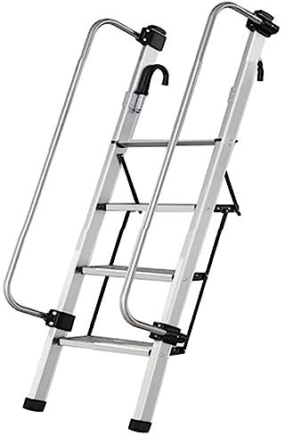 Bodenstehende 4/5-Stufen-Etagenbettleiter aus Aluminium mit Handlauf, für Heimtreppen, Leiter für Schlafsäle und Hochbetten, bis zu 330 Pfund Kapazität (Farbe: Silber, Größe: 5 Stufen/hoch 1