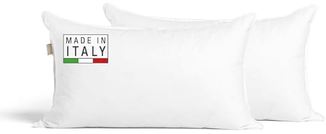 DREAMIN*101 – Kissen für Doppelbett für französisches Bett, hypoallergen, milbendicht, doppelte Füllung, Daunendecke, weich, stützend, atmungsaktiv, hergestellt in Italien, 50 x 80 cm, Royal