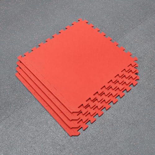 FORZA Tappeto Per Palestra Ad Incastro - Piastrelle Da 60cm² / Imbottitura In Schiuma EVA | Accessori Per Esercizi & Ginnastica (Pacco Da 8, Rosso)