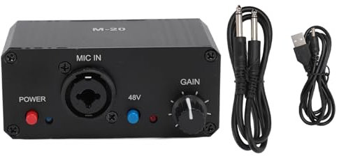 Microphone Preamp Mic Gain Booster with Gain 48V Phantom Power XLR Output, Mic Preamplifier for Dynamic and Condenser Mic