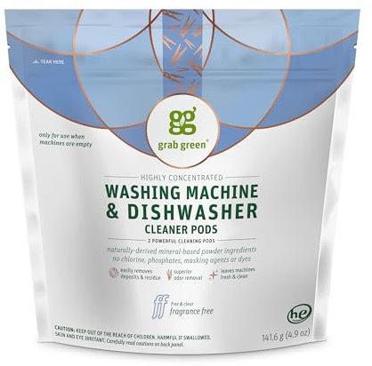 Grab Green Waschmaschinen-Reinigungspads, parfümfrei (2 Kapseln)