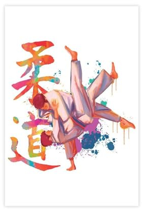 MExmeb Judo-Aquarell-Kunst-Leinwand-Poster, Schlafzimmer-Dekor, Sportlandschaft, Büro, Raumdekoration, Geschenk, ungerahmt, 30 x 45 cm