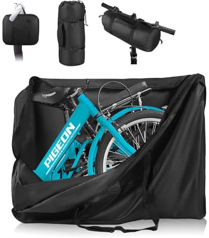 Folding Bike Travel Bag Waterproof,20inch Portable Folding Cycling Bags,Multifunctional Bicycle Carrying Transport Case with Strong Webbing for Airplane Car Shipping,Bike Accessories with Handleba Bag