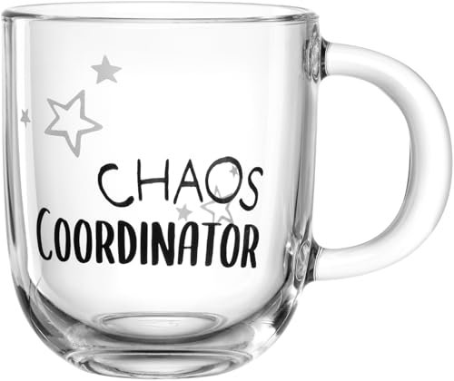 LEONARDO HOME Ufficio Tasse CHAOS COORDINATOR, 1 Stück, spülmaschinengeeignete Kaffeetasse, hochwertige & moderne Teetasse fürs Büro, alltagstaugliche Teetasse aus Glas, 400 ml, 047081