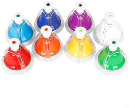 Tischglocken-Set mit 8 bunten Handglocken, ideal für Musikerziehung, klarer Resonanzklang