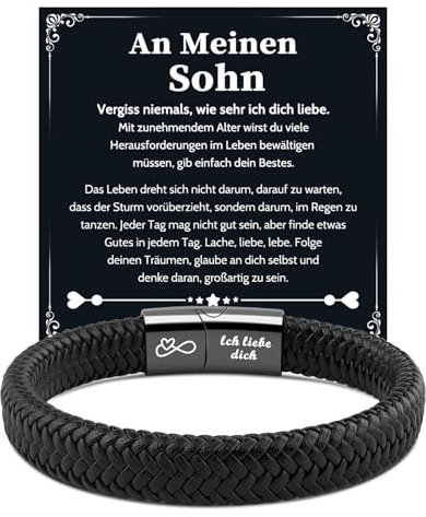 VU100 Geschenk für Sohn An Meinen Sohn Armband Geschenke 18. 13. Geburtstag Junge Armbänder Geburtstag Weihnachten Herren Lederarmband Betser Sohn Geschenke von Mama Papa
