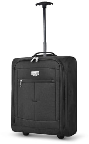 LUGG Cabin Size Lightweight Luggage - Durable 600D Polyester Snowflake Push Up Trolley - Solid Wheels - Easyjet, Ryanair, British Airways - Airway Locker (45x36x20cm)
