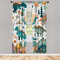 ABAKUHAUS Dinosauro Tenda a Pannello Set di 2, Scena Animale giurassica Foglia, Trattamento della Finestra per Stanza e Camera da Letto, 150 cm x 225 cm, Petrolio Blu Ottanio Salmone