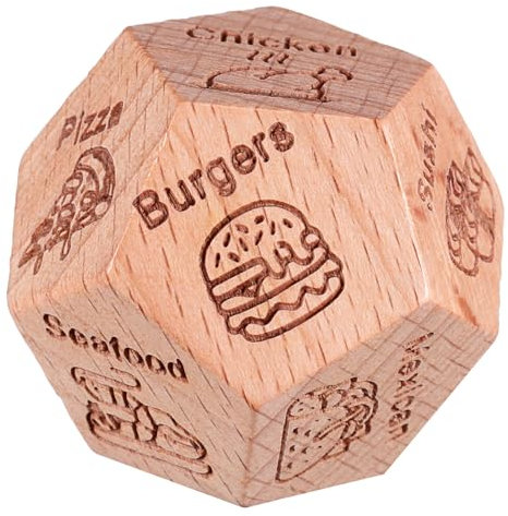 KONTONTY Holz Würfel für Essensentscheidung mit Klaren Buchstaben