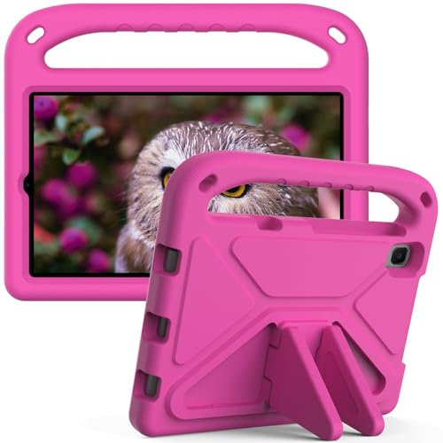 Eabhulie Carcasa para Huawei MediaPad M5 Lite 8 8.0 Antigolpes Funda de EVA con Asa y Soporte, Cubierta Ligera y Antideslizante para Niños Rosa