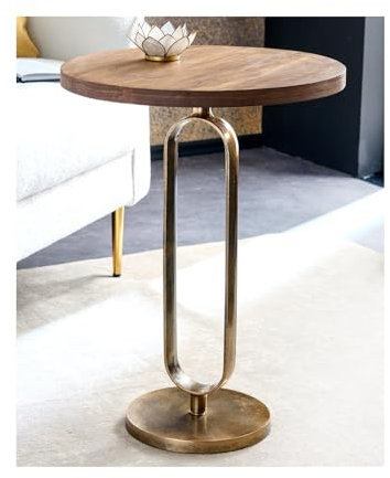 Barock Tisch Couchtisch Beistelltisch BAROCKTISCH RUND IN Gold Messing Mango Holz ANTIK Look BAROCK Stil REPRO HÖHE 60cm