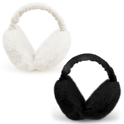 HAGOT 2 Pièces Cache Oreille Femme, Cache-oreilles en Peluche Pliable, Cache-oreilles d'hiver réglable, Anti Froid Cache-Oreilles En Peluche Chaud, pour Femme Homme