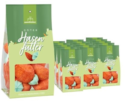 Hasenfutter Marshmallows 100g | Ostergeschenk für Kinder und Erwachsene | Süßigkeiten in Karotten-Form für das Osternest | Geschenk Ostern | Perfekt für die Ostersuche