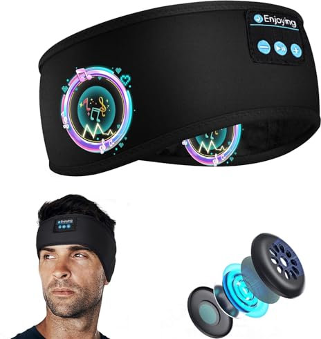 SPACE solution Sleep Headphones Bluetooth Headband, Wireless Sports Headphones with Ultra Thin and Soft Sponge Stereo Speakers Headphone Headband for Sleeping, Travel, Running, Meditating (Black)