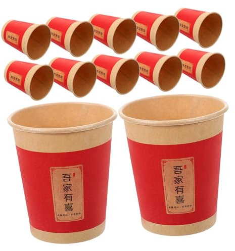 Ipetboom Stoviglie Di Carta Per Feste - 50 Bicchieri Di Carta Monouso - Design in Stile Cinese - Perfetti Per Matrimoni Feste E Banchetti