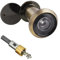 Spioncino in ottone con frangivista, grandangolare 220°, lenti ottiche in vetro, diametro 16 mm, spioncino in ottone con punta a foro con trapano, lunghezza regolabile per porte di 35-60 mm, bronzo