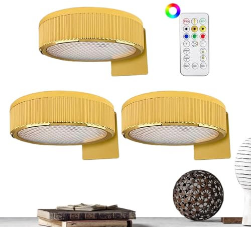 Luci Per Quadri Ricaricabili Da Parete 3x,Remoto Control Art Displa Lampada Novità,Luci A Disco,Dimmerabili E Timer,Illuminazione Artistica Per Dipinti Senza Fili,Luce Per Esposizione Artistica