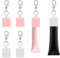 BOXOB 4stk Schlüsselanhänger Lipgloss, Weiß & Pink Lippenbalsam-Kappe-Schlüsselanhänger Tragbar Lipgloss-Kappe mit Schlüsselring für Damen (Glatte Oberfläche)