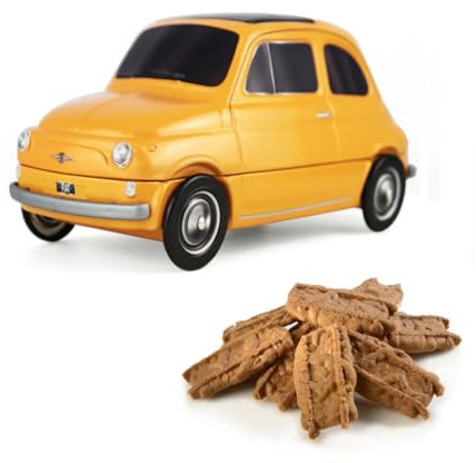 Vermeiren | Lattina Metallo Forma Automobile Gialla con Interno Biscotti Belgi | Biscotti Speculoos Belgio con Zucchero Candito e Cannella - 1 x 130 Gr