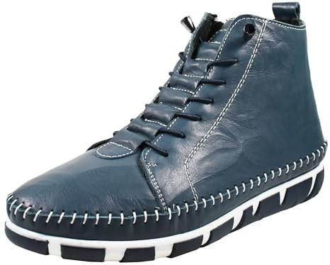 Gemini Damen Stiefelette Mokassin Design aus Leder mit Gummi Schnürung 395174-01