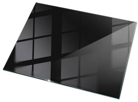XXL Plateau de Table 120x80 cm en Verre Rectangulaire Décor Élégant Durable pour Le Salon, la Cuisine et la Salle à Manger Surface Lisse Decoratif Verre Trempé - Motif Noir Lisse