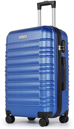 MoFut Koffer Mittelgroß, Hartschalenkoffer aus ABS, Trolley, Reisekoffer mit 4 drehbaren Rollen (360°), 3-stelliges Zahlenschloss und Aluminium-Teleskopgriff (L – 65L, Himmelblau)