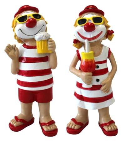 Oberle 2 Schmitzens Clowns, Die Schmitzens auf Malle, Rot-Weiß Gestreift, Sammel Dekofiguren, Karnevalsfiguren - 35074/077