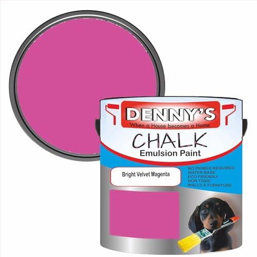 SCOOBYS PAINTS BACK IN THE MIX Chalk Emulsion Matt Paint, Water-Based, No Primer Required, For Walls and Furniture Magenta, (Bright Velvet Magenta, 250Ml Tin)