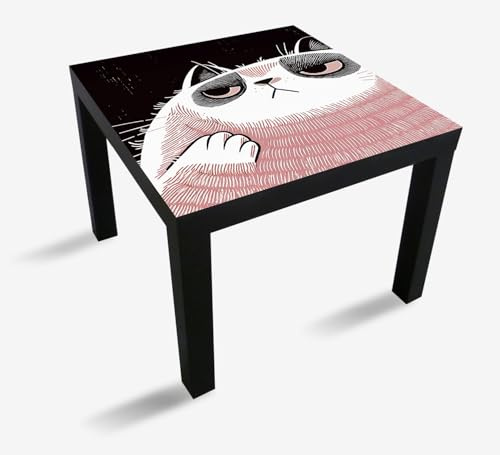 Wallario Möbelfolie selbstklebend/Aufkleber, Tischfolie geeignet für IKEA Lack Tisch - Möbeldeko Schmollende Katze in 55 x 55 cm