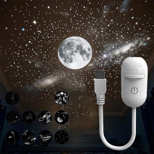2-In-1 Galaxy Projector Luz Nocturna Led, Recargable Usb Proyector De Galaxias Y Estrellas Real, Puede Girar 360° Proyector Estrellas, Fiestas Y Techo Del Coche,Dormitorio,DecoracióN De Techos (10)
