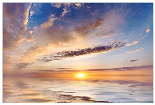 Wallario Küchenrückwand selbstklebend 90 x 60 cm, Motiv: Sonnenuntergang über dem Wasser | Spritzschutz abwischbar & pflegeleicht