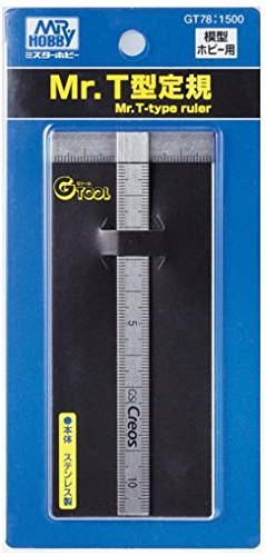 MR.HOBBY\ミスターホビー GT78 Mr. T-Type Ruler, GTool, Lineal, Messwerkzeug, Werkzeug für Modellbau, Zum Messen & Zeichnen, T-Form, Rechtwinklig, Metallfarben, Metall